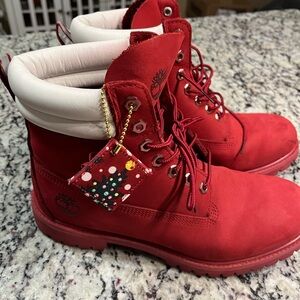 Christmas Limited Edition Timberland Men's Red Leather Boots